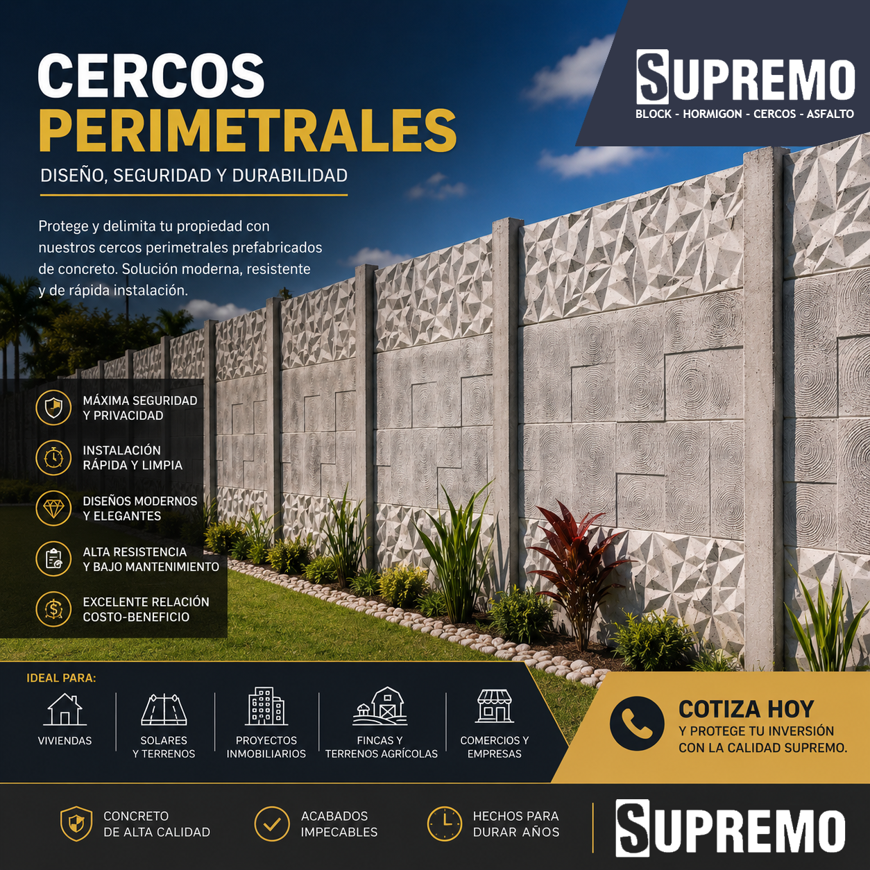 Instalación de cercos perimetrales prefabricados